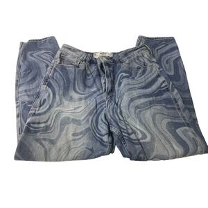Hollister Curvy High-Rise Mom Jean Womens 5R W27 Blue Marble Swirl Excellent